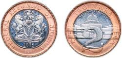 Nigeria Republic 2006 2 Naira Bimetallic: stainless steel centre in copper plated steel ring (107500000) 7.43g BU KM 19 Schön...