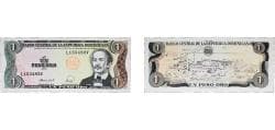 Dominican Republic Fourth Republic 1988 1 Peso Paper AU P 126