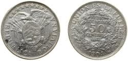 Bolivia Republic 1904 PTS MM ½ Boliviano / 50 Centavos Silver (.900) Potosi Mint (1288216) 11.5g AU KM 175.1 Schön 7