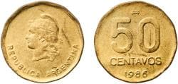 Argentina Federal Republic 1986 50 Centavos Brass Buenos Aires Mint (59074000) 5.45g UNC KM 99 CJ 381-384 Schön 99