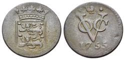 Netherland East Indies, VOC coinage, West Friesland, copper duits 1755.
