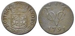 Netherland East Indies, VOC coinage, West Friesland, copper duits 1791