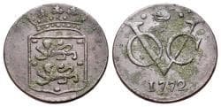 Netherland East Indies, VOC coinage, West Friesland, copper duits 1772.