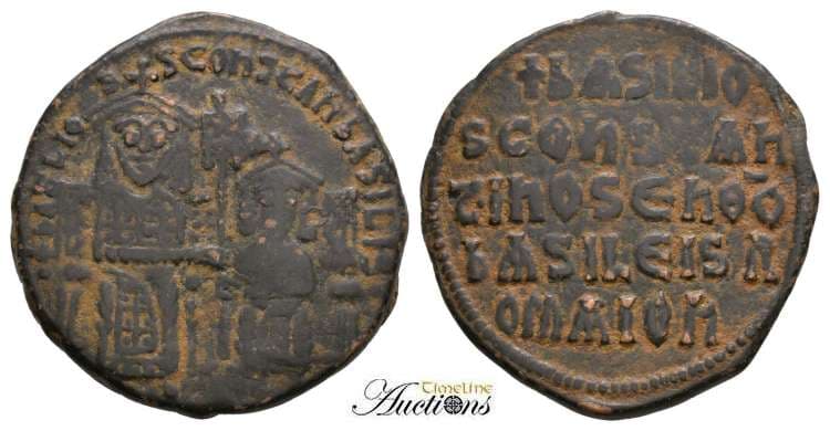 SB 1710, type 2 Basil I and Constantine VII, AE Follis