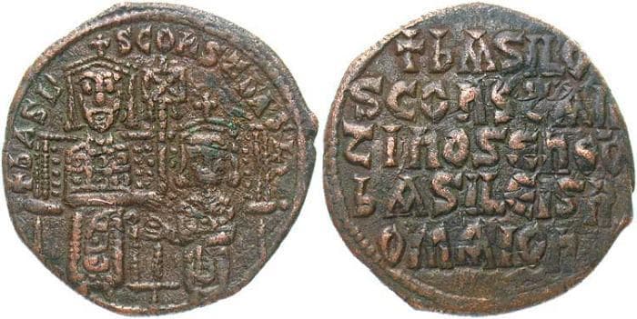 SB 1710, type 1 Basil I and Constantine VII, AE Follis