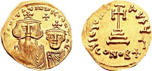 SB 961 Constans II and Constantine IV, AV Solidus Constantinople mint