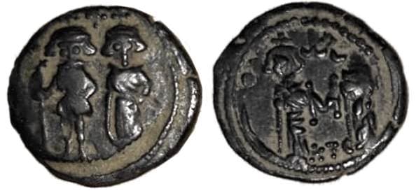 SB 1055 Constans II with Constantine IV AE follis, Carthage