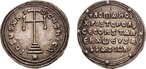 SB 1754 Constantine VII, Romanus I and Christ