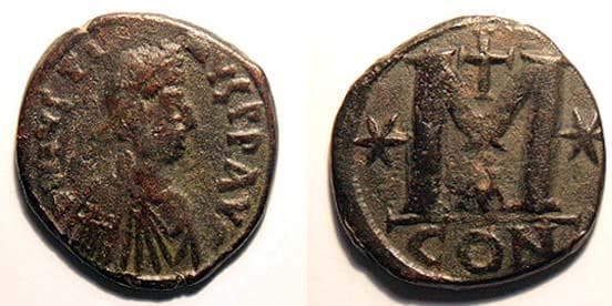 SB 62 Justin I, AE follis, 518-527 AD