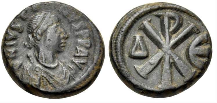 SB 75 Justin I, AE Pentanummium, 512-518 AD, Constantinople