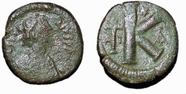 SB 97 var Justin I, Cyzicus, AE half-follis