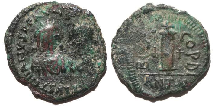 SB 132 Justin I and Justinian I, AE21 decanummi, Antioch mint