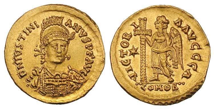 GB 122cf Ostrogoths, Athalaric AV Solidus in the name of Justinian I