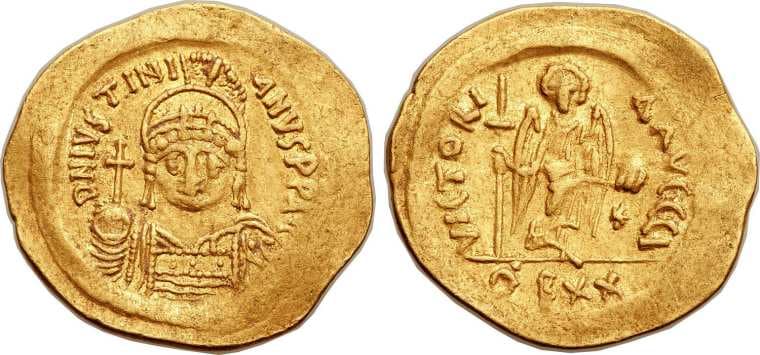 SB 142 Justinian I, AV lightweight solidus (22mm, 3