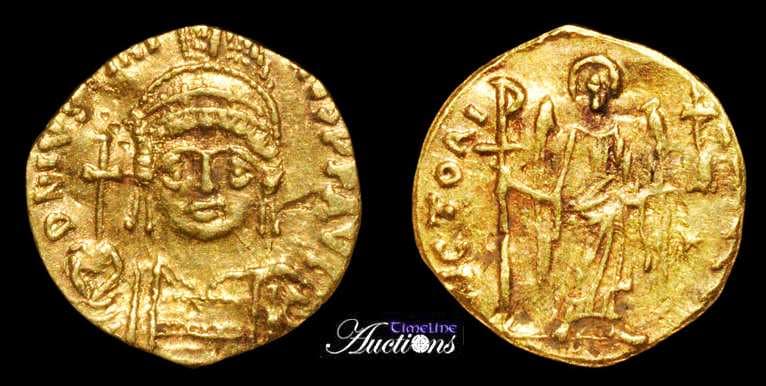 SB 142A Justinian I, clipped AV lightweight solidus (15