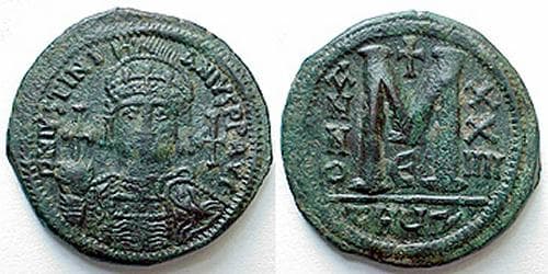 SB 221 Justinian I, AE Follis