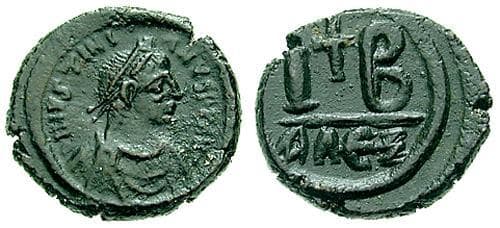 SB 247 Justinian I, AE 12 nummi, 527-565 AD, Alexandria
