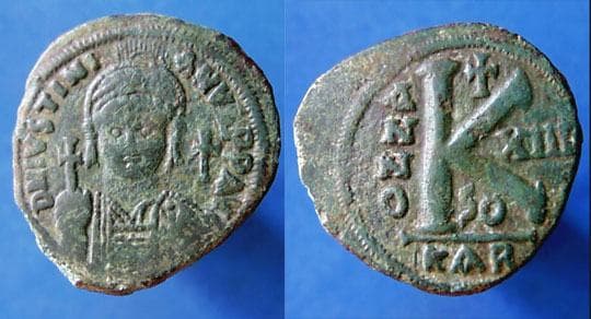 SB 260 Justinian I, AE Follis, Carthage