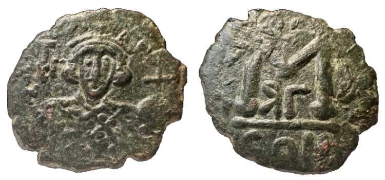 SB 1427 var Justinian II AE follis, Constantinople, dated regnal year 20, AD 705-711