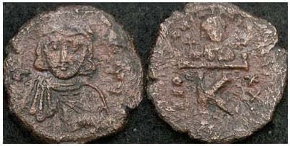 SB 1518 Leo III and Constantine V, AE Half Follis