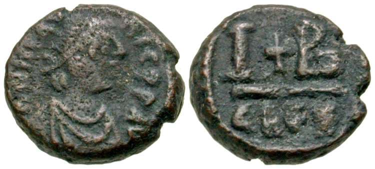 SB 544 Maurice Tiberius AE dodecanummium (12 Nummi), Alexandria mint