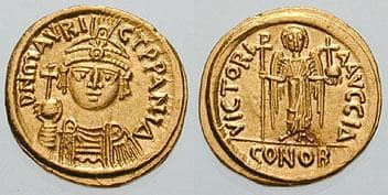 SB 549 Maurice Tiberius, 582-602 AD, AV Solidus 4