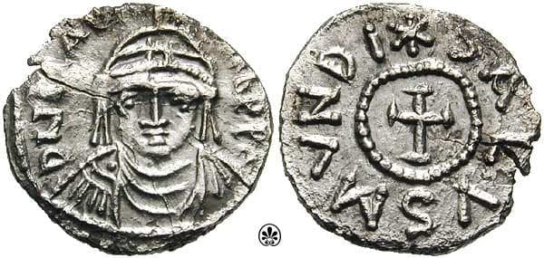 SB 552 Maurice Tiberius, 582-602 AD, AR Half Siliqua