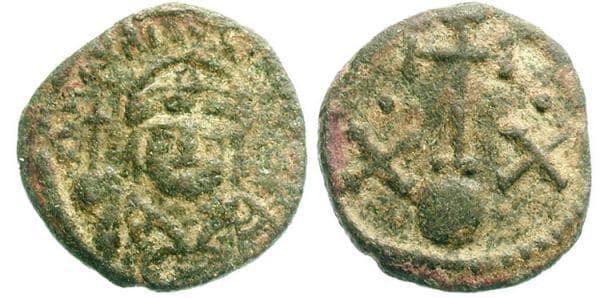 SB 562v Maurice Tiberius, 582-602 AD, AE half follis