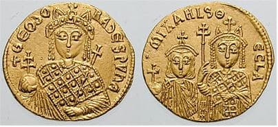 SB 1686 Michael III, with Theodora and Thecla