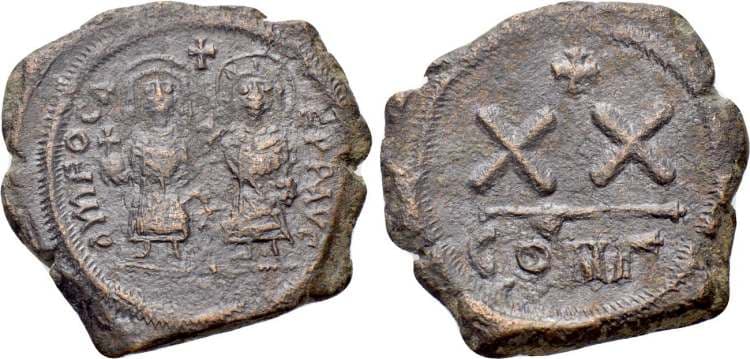 SB 642 Phocas and Leontia, AE half follis