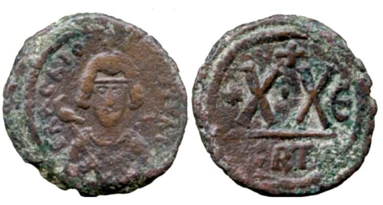 SB 713 Heraclius, time of Revolt 608-610, AE Half follis, Carthage