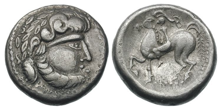 Gobl 308•3 Imitation of Audoleon AR Tetradrachm, B-Reiter type
