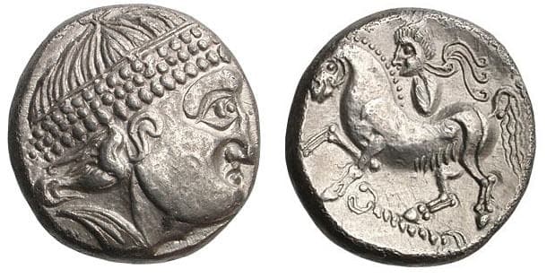 Gobl 469 Eastern Celts AR Tetradrachm