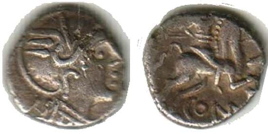 DLT 5871 Celtic Silver denarius 15 mm Allobroges (Region of Dauphine) type au Cavalier de la Vallee du Rhone (Horseman o