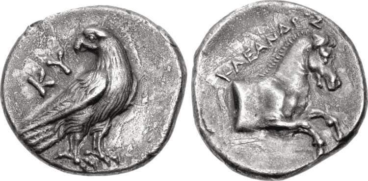 Imhoof 5 Kyme, Aeolis, AR hemidrachm, Ca 350-250 BC