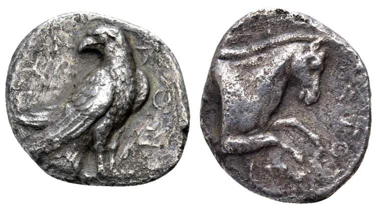 Savoca 4, 287 Kyme, Aeolis, AR Didrachm, Ca 350-300 BC