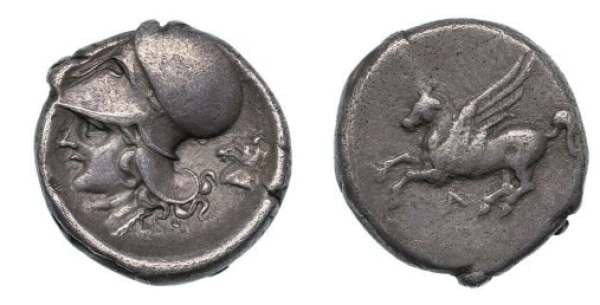 Pegasi 119 Leukas, Akarnania, AR Stater, ca 400-330 BC
