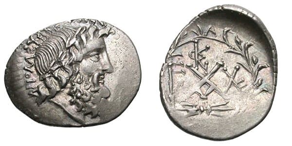 Elis Clerk 264 Achaean League, Elis, Olympia AR Hemidrachm