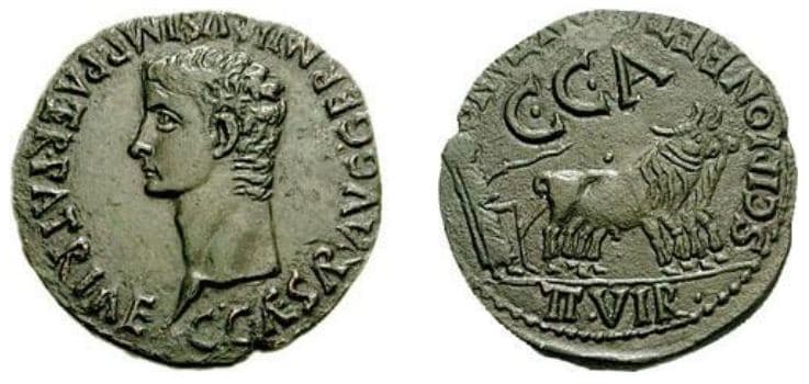 RPC 375 Caligula, AE31 of Caesaraugusta, Spain