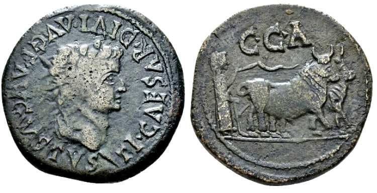 RPC 333 Tiberius, AE29 of Caesaraugusta, Spain