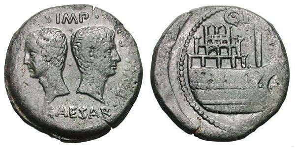Vienne RPC 517 Octavian and Divus Julius Caesar AE32 Dupondius of Vienne, Gaul