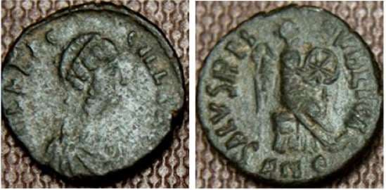 Antioch RIC 64 Aelia Flaccilla AE4, Antioch, AD 383-388