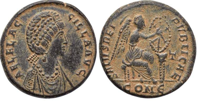 Constantinople RIC 81v Aelia Flaccilla AE 22mm