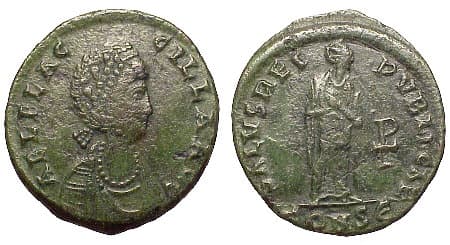 Constantinople RIC 82 tau-rho Aelia Flacilla, AE2