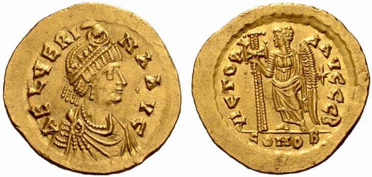 RIC 607, B Aelia Verina, AV solidus