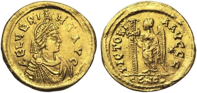 RIC 607, none Aelia Verina, AV solidus