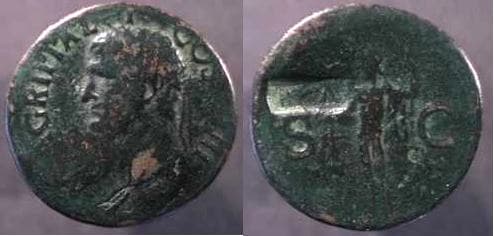 RIC 58 countermark CA Agrippa, AE as