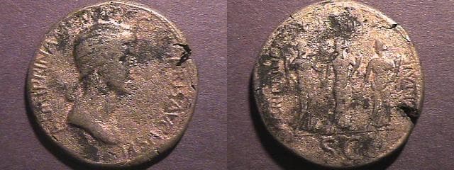RIC 55cf Agrippina Senior & her 3 daughters AE Sestertius