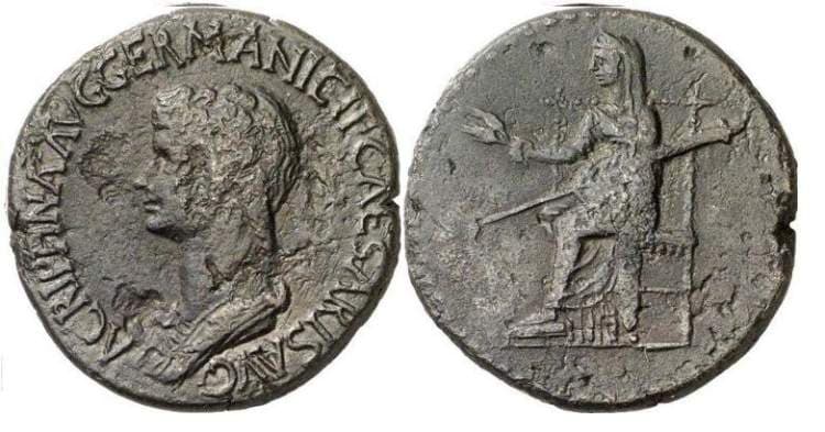 Cohen 1 Agrippina II, AE dupondius of uncertain mint in Thrace