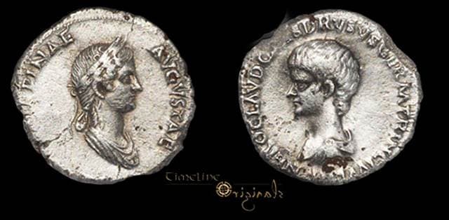 RIC 75 Agrippina II and Nero, AR denarius, struck 50-54 AD under Claudius